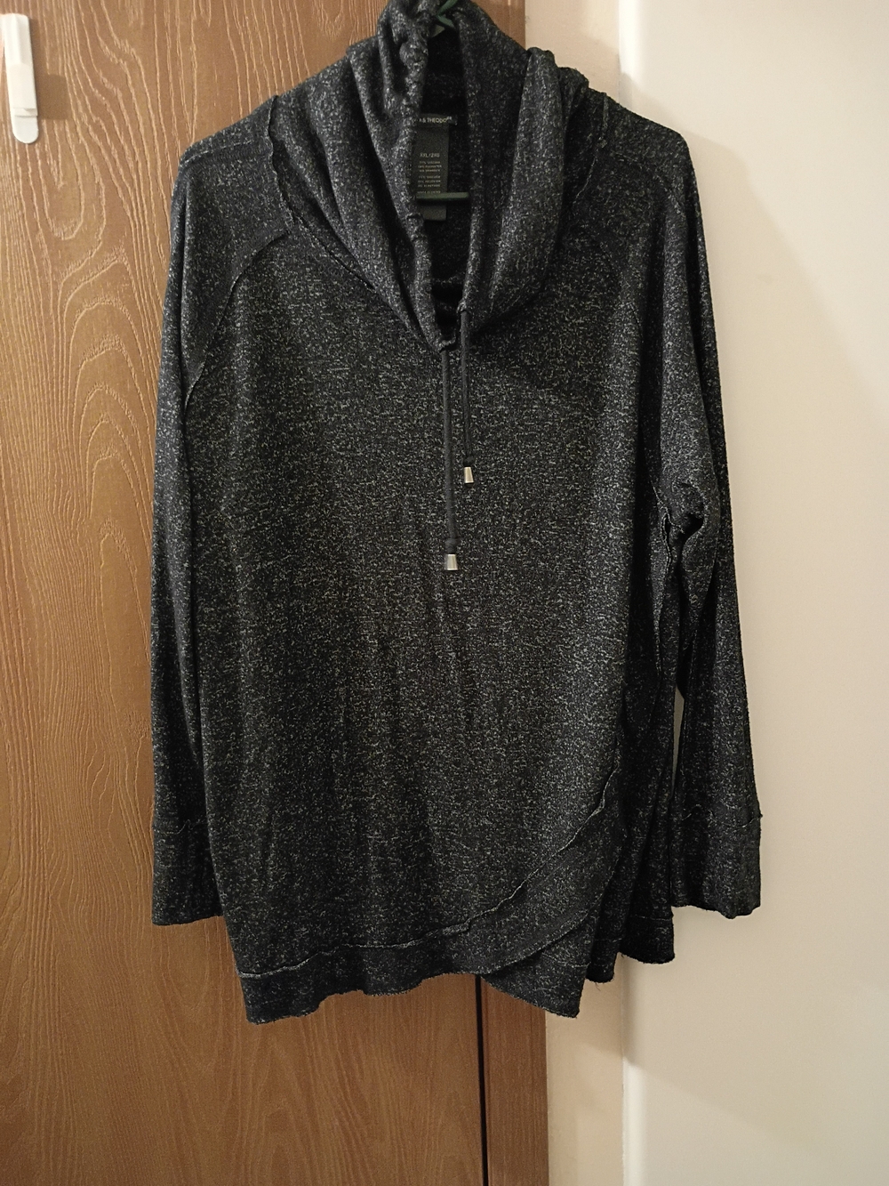 Chelsea & Theodore Black Marled Cowl Neck Pullover Sweater